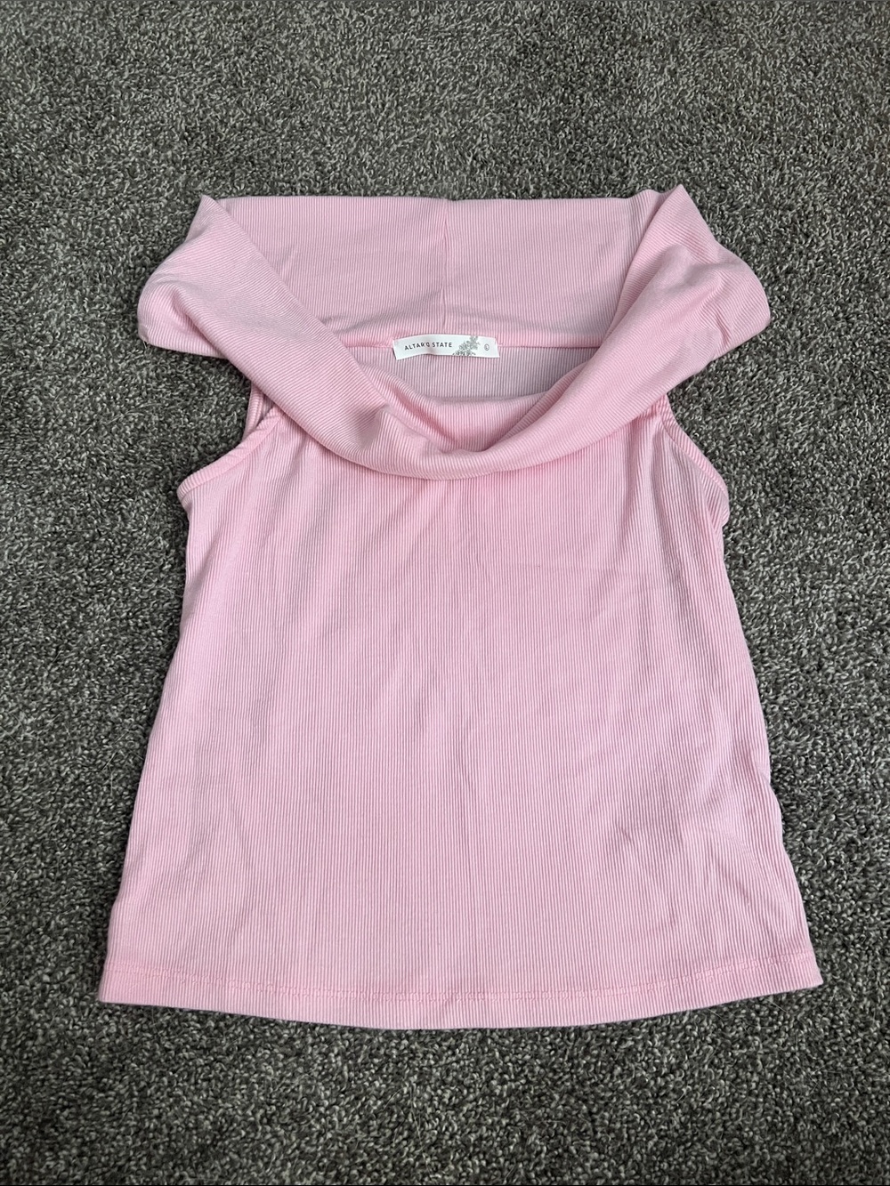 Altar'd State | Light Pink Off-Shoulder Ribbed Tank